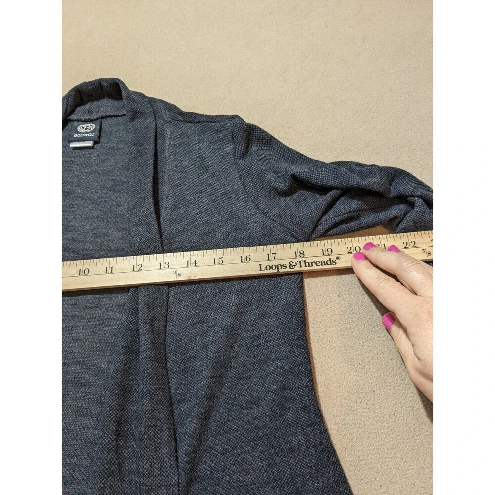 Bobeau Light Weight Black Open Front Hip Length Sweater Cardigan Duster Small - Picture 7 of 8